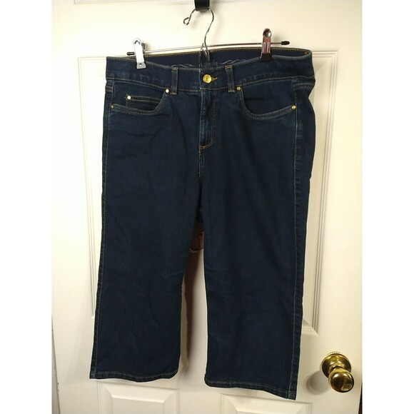 Rafaella Weekend Woman's 12 Jeans Cropped Mid Rise Straight Dark Stretch Denim - Picture 1 of 9